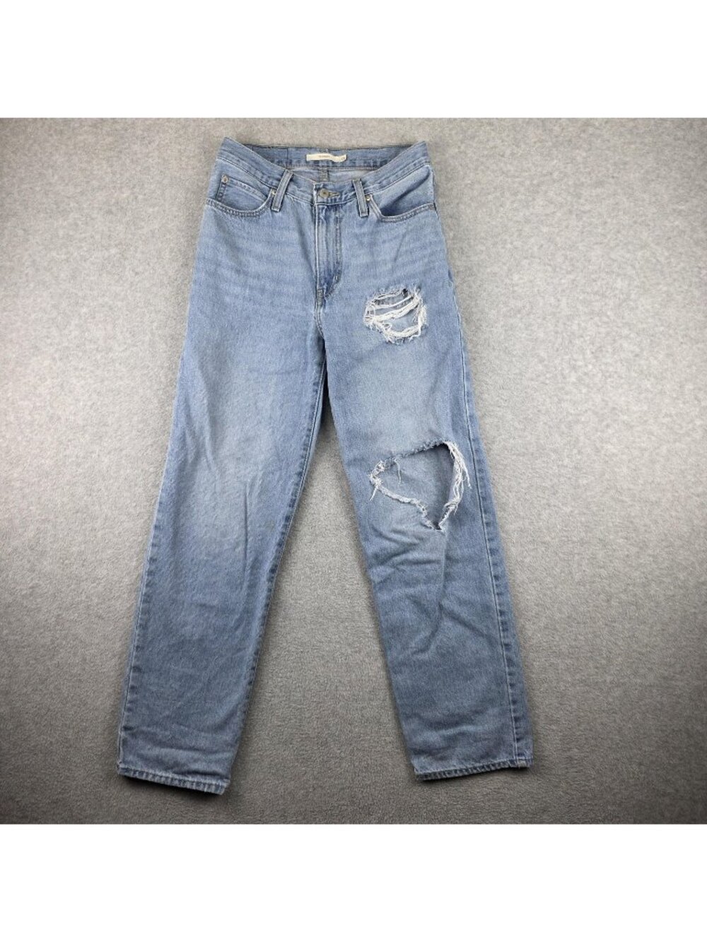 Levi's 94 Baggy Jeans Womens 26 High Rise Straight Light Wash Distressed